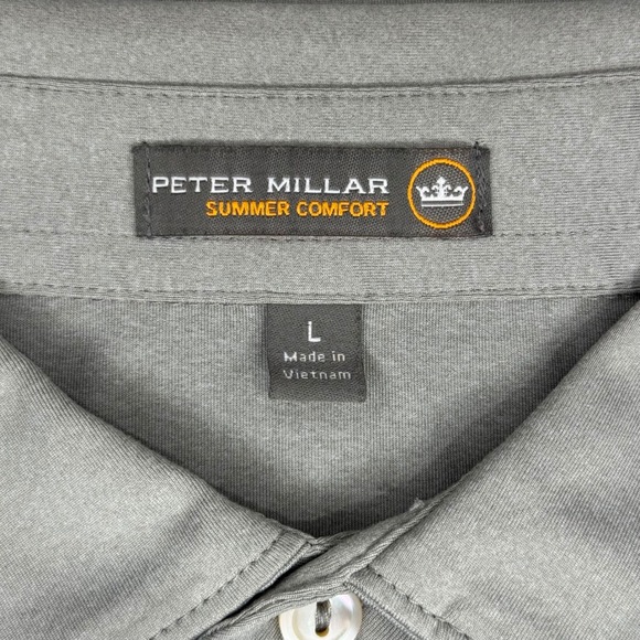 Peter Millar‎ Summer Comfort Golf Polo Shirt Mens Large Gray Pinehills Golf Club - Picture 4 of 8